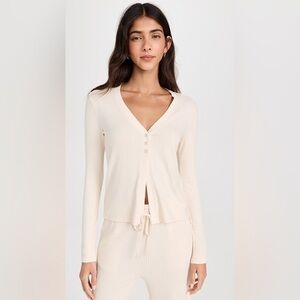 Beyond Yoga Well Traveled Ribbed Cardigan XS Xtra Small Cream ivory lightweight